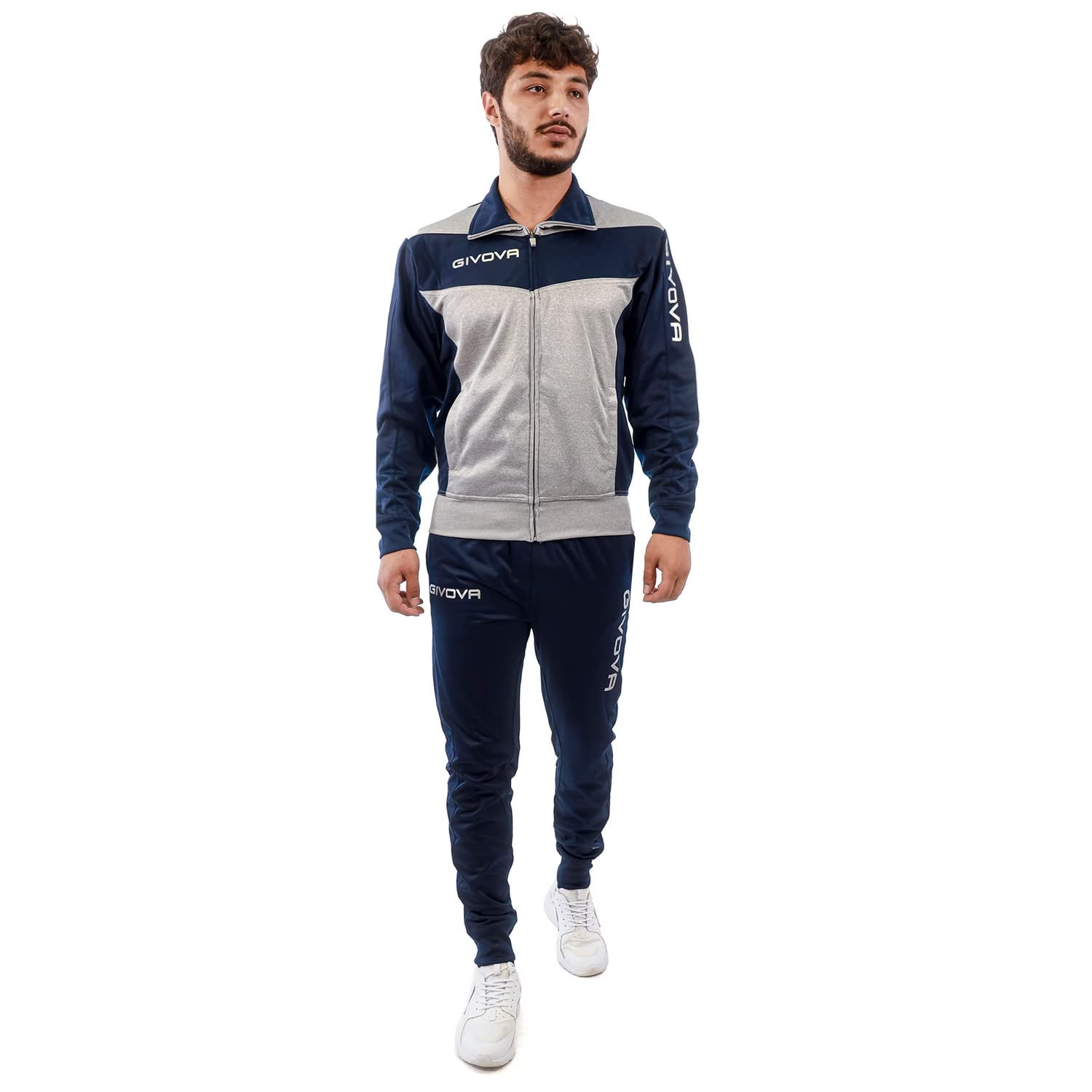 Givova Unisex Visa Luxury Passen, Hellmelange Grau/Blau, M
