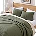 WRENSONGE Queen Quilt-3 Pieces Lightweight Bedspreads Olive Green Queen Size Quilt Bedding Set for All Seasons, Soft Summer Coverlet with 2 Pillow Shams Suitable for Bed & Couch