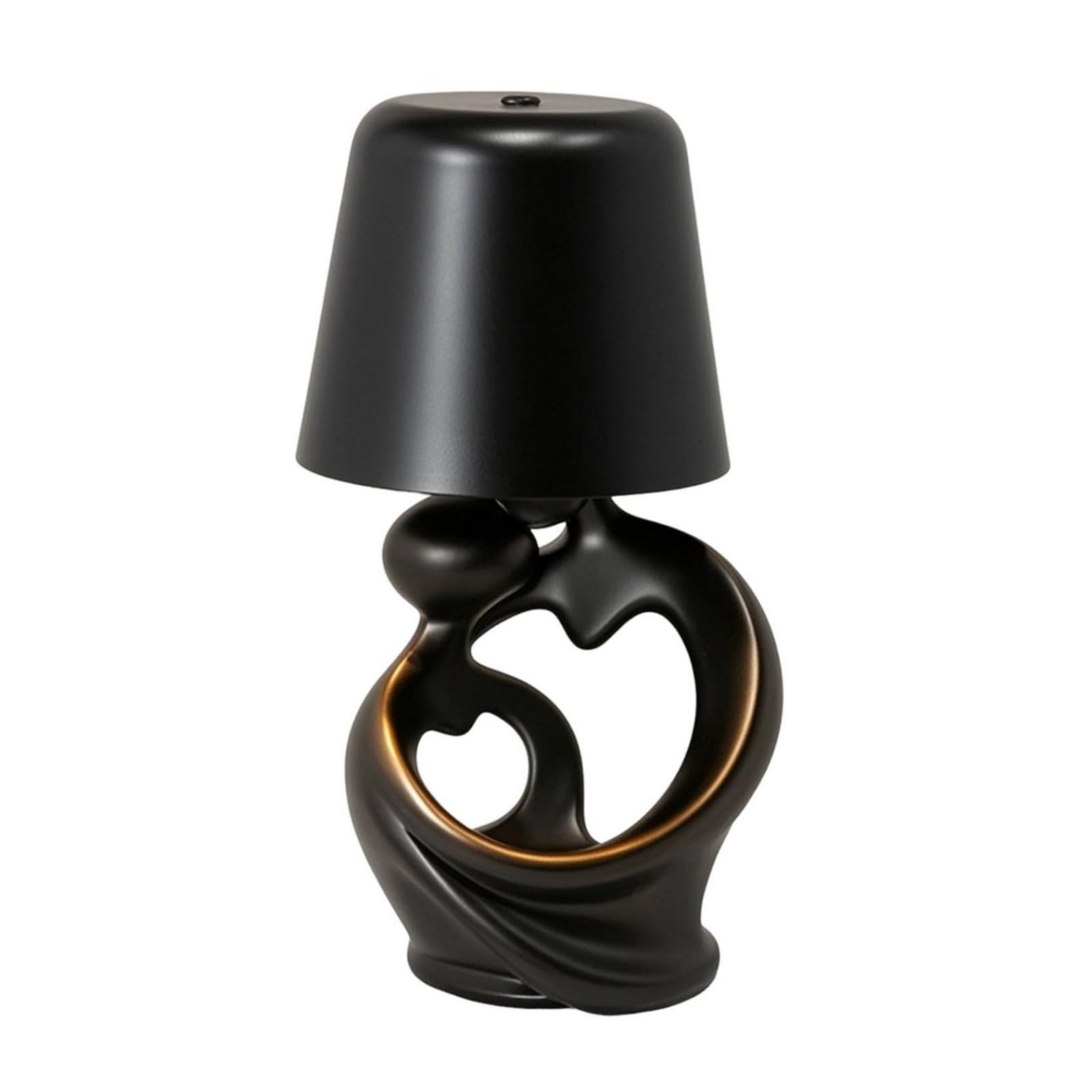 Jiuvaso Lampada da Comodino Decorativa Lampada da Tavolo Luce Notturna Lampada da Lettura Base a Cuore Cavo Paralume Cilindrico con Impostazioni Regolabili E, Nero