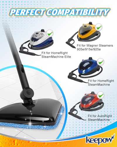 KEEPOW Reusable Steamer Mop Pads Compatible with Wagner 905e, 915e and 925e Steamers, Reusable Cleaning Replacement Pads, for Multi-Surface Floor Cleaning for Powerful, 4 Pack (Mop is Not Included)