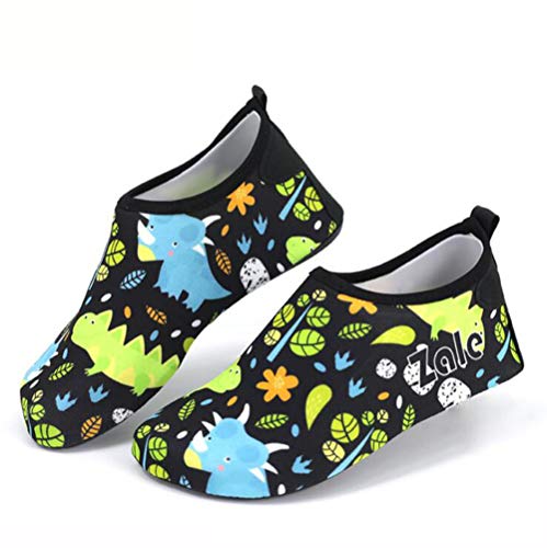 Kids Swim Water Shoes Baby Boys Girls Toddler Quick-Dry Barefoot Aqua Socks Shoes for Beach Pool Surfing Walking Soft (8-9 M US Toddler, Leaves Dinosaur)