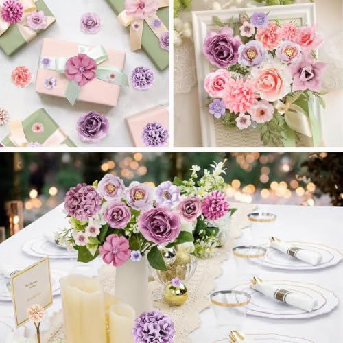 ANBOWEI Fleurs Artificielles Deco, Petite Têtes de Fleur en Tissu 40 Pièces – vue 8