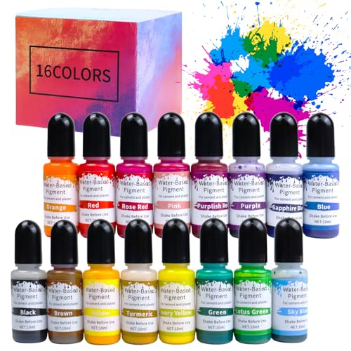 SENLINLIN 16 pigmentos para yeso 10ml pigmentos concentrados base agua para yeso hormigón cemento DIY proyectos creativos pintura artesanal