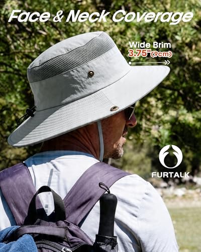 Image of FURTALK Sun Hats for Men Women UPF Sun Protection Breathable Wide Brim | Nylon UV Protection, Breathable Adjustable, 2-in-1 Wide Brim, Packable Water-Resistant, Fishing Hiking Summer