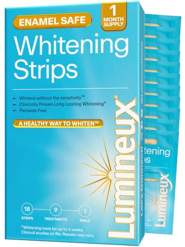 Lumineux Teeth Whitening Strips, Peroxide Free, 9 Treatments (1 Month)