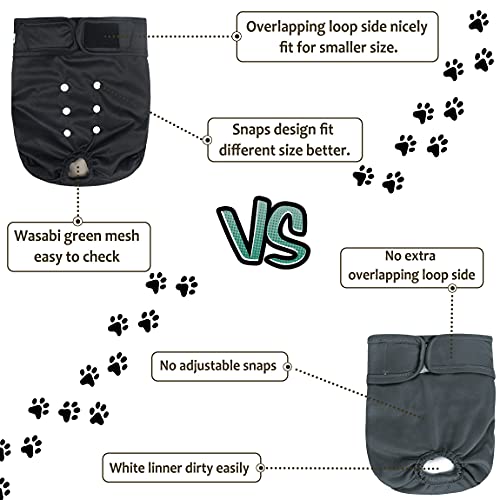 Image of Washable Female Dog Diapers - Premium Reusable Diapers for Doggie in Heat - Highly Absorbent Dog Diapers Female for Pet Incontinence with Adjustable Snaps(Black, M)