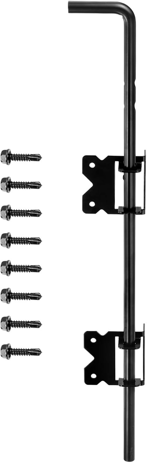 uxcell 36" Cane Bolt Gate Drop Rod for Wood Fence, Iron Gate Hardware Ground Latch for Wooden Fence and Holding Door, Holding Gate to The Ground, Black