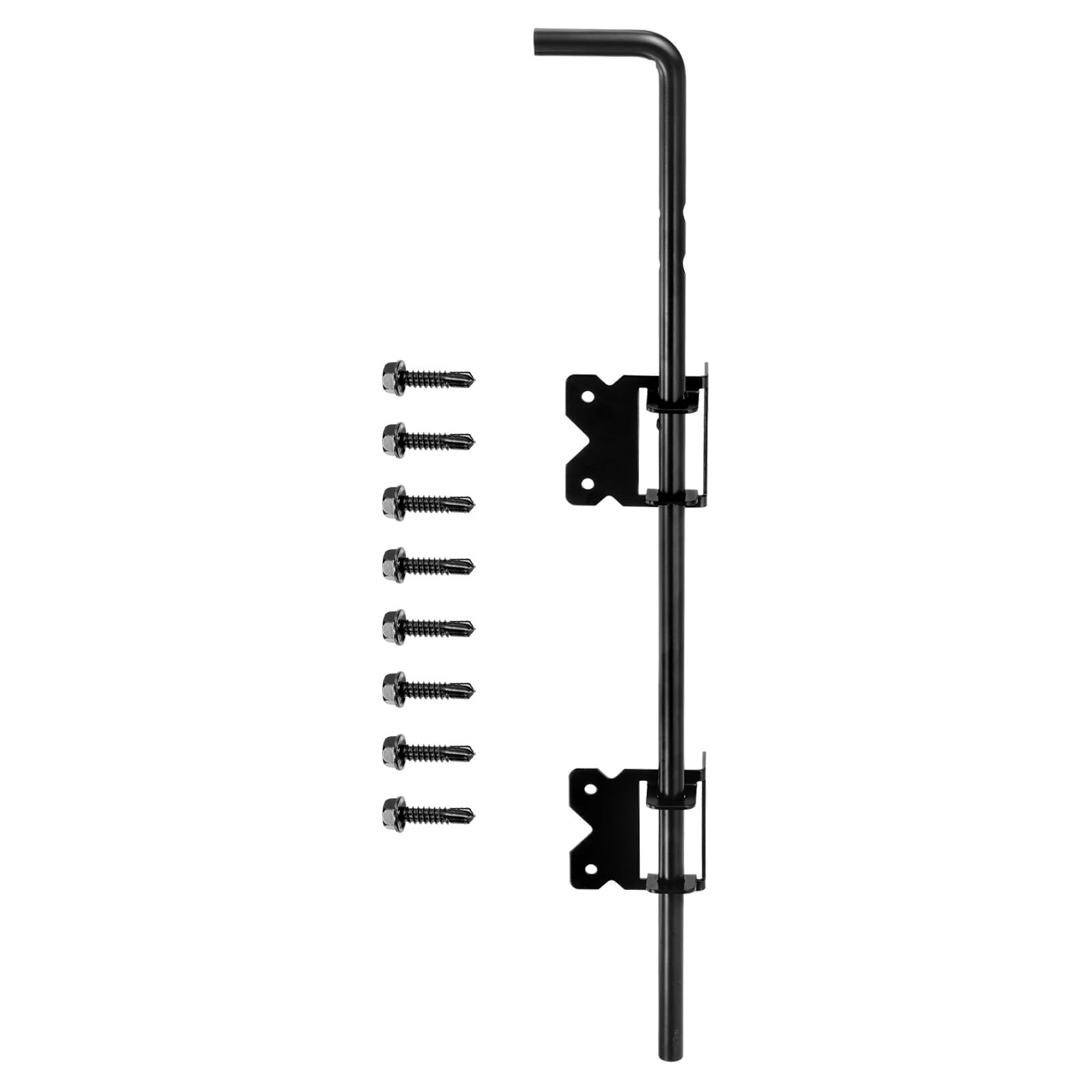 Tringle à pêne pour clôture en bois et loquet de sol en fer noir 61 cm