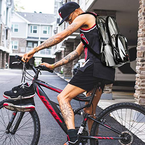 mommore Heavy Duty Clear Backpack Durable Comfort See Through Book Bags Transparent Backpack with Clear Handbag for Bicycle Travel, Security, 2 Sets Black - Thumbnail 2