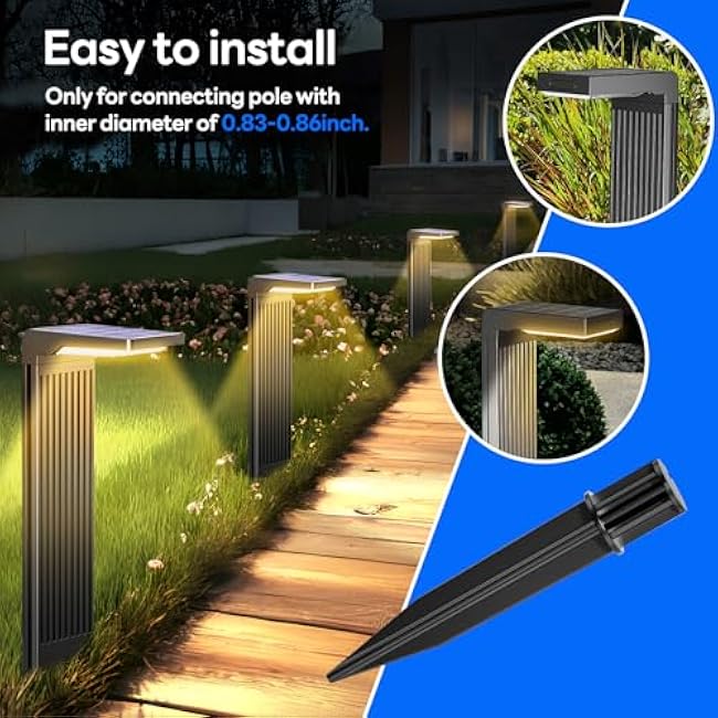 8 Pack Reinforced Ground Stakes, 0.83 x 8.27 Solar Lights Spikes, ABS Plastic Replacement Nails for Solar Pathway Lights Spot Lights Torch Lights Garden Lights