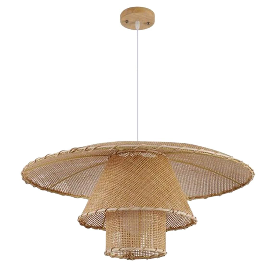 CSSYKV Multi-Layer Bamboo Chandeliers for Kitchen Island Lighting Fixtures 23.6'' Boho Rattan Basket Wicker Hanging Lamp for Living Room Rattan Pendant Lamp for Dining Room Foyer Restaurant