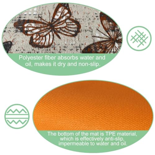 2 alfombrillas de cocina antideslizantes, absorbentes y lavables con diseño de mariposa 5
