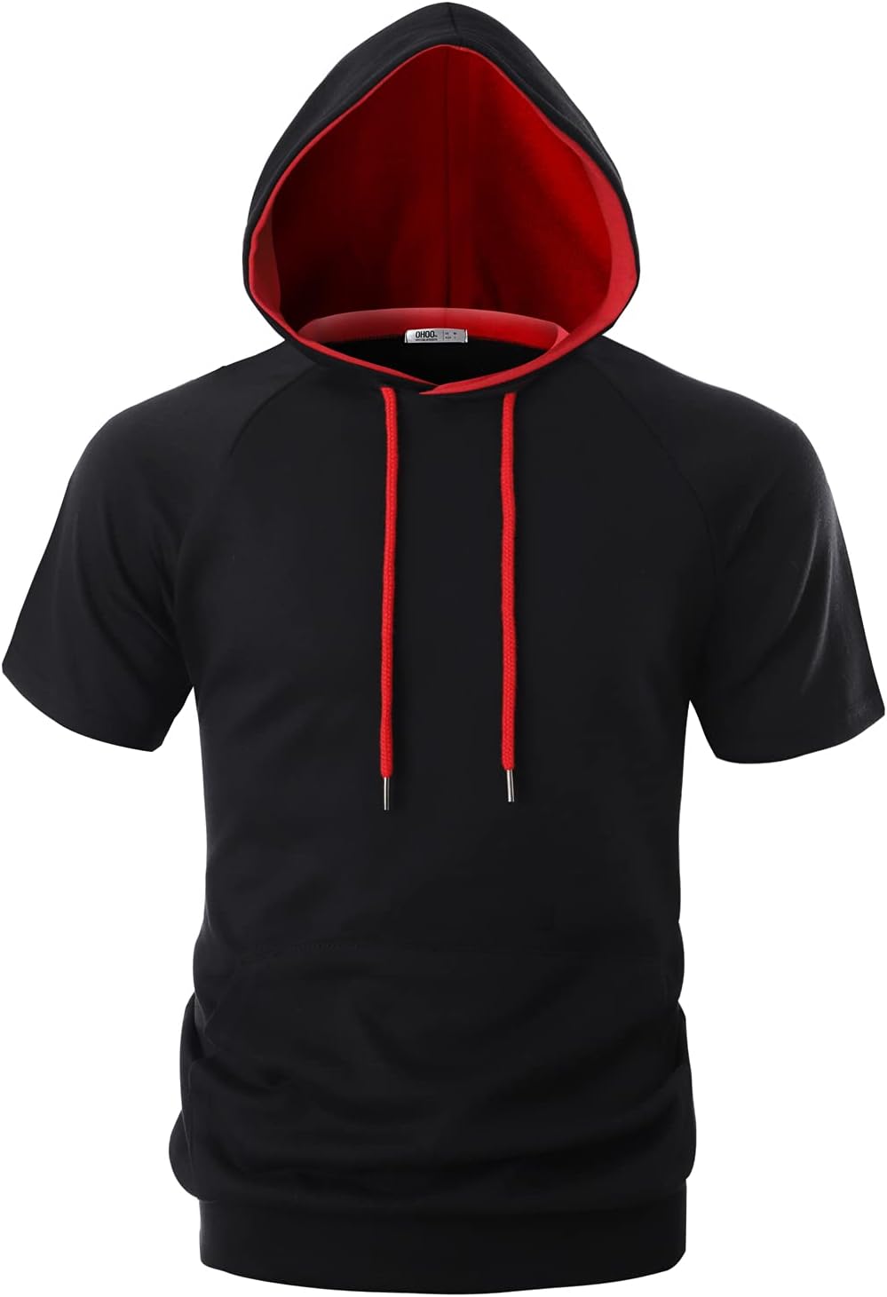 Ohoo Men's Short Sleeve Hoodie Pullover Slim Fit Lightweight Summer Hooded Sweatshirt
