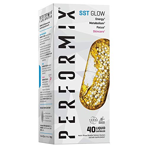 Performix SST Glow with Capsimax Thermogenic Supplement - 40 Capsules - Enhanced Energy, Focus, and Beautifying Skin Complex â€“ Vitamin B12, Caffeine, Bioperine, TeaCrine, Skincare Oil Complex