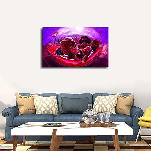 Fear And Loathing In Las Vegas Comedy Classic Funny Movie Poster Canvas Painting Creativity Posters And Print Wall Art Picture For Modern Living Room Home Decoration (16X24Inch-Framed) #TOP2