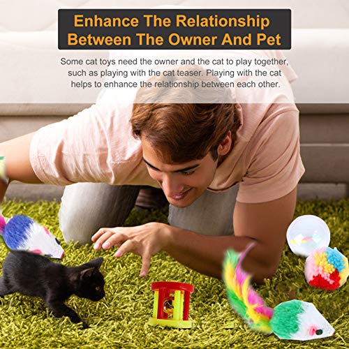 Pacote de classificação de brinquedos para gatos interativos Adaskala com 14 unidades, incluindo tam