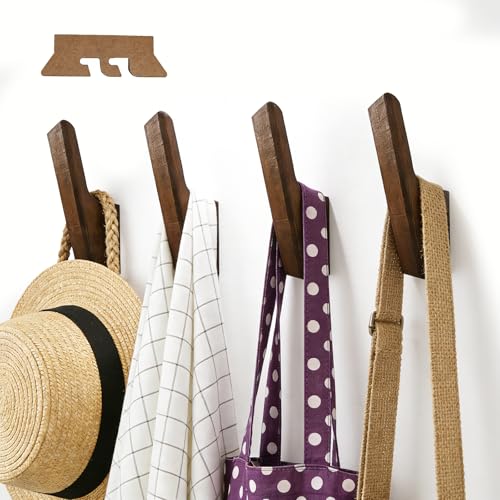 DHSUN Bag Hooks for Wall, Wooden Hooks Door Hook 4-Pack,