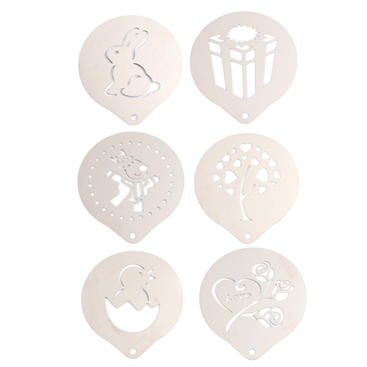 Amosfun 3 Juegos 6 Piezas Plantillas De Café Plantilla De Café Con Leche s De Capuchino Latte De Latte Art s Para Decorar Cafe De Silver