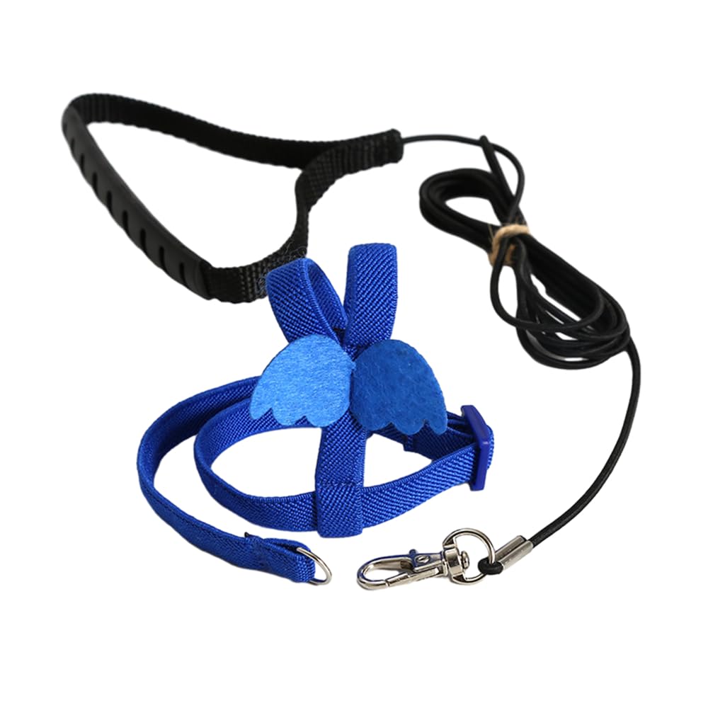 BaronHong Bird Harness Leash Kit for Walking,Durable Outing Gadget Adjustable Flying Training Rope Strap,Traction Rope(Blue,XS)