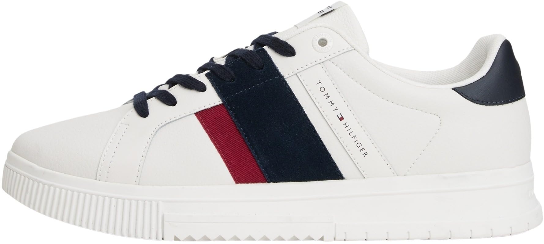 Tommy Hilfiger Men’s Leather Supercup CupsoleTrainers, White (Ecru), 8