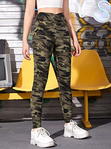 WDIRARA Girl's Camo Print Athletic Leggings Dance Running Yoga Knitted Pants4
