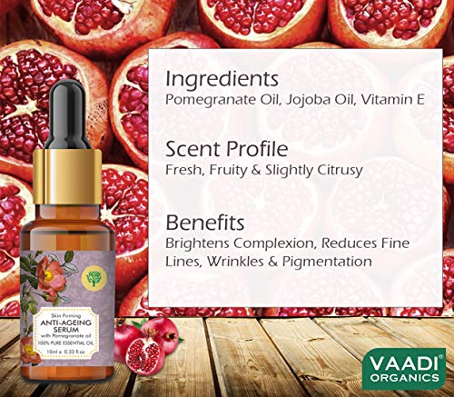 Image of VAADI HERBALS Vitamin E Anti Ageing Serum With Pomegranate Oil - Reduces Fine Lines, Lightens Wrinkles & Brightens Complexion, 10 ml