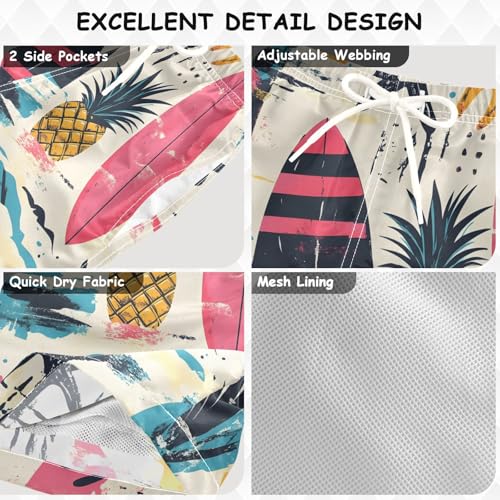 Boys Swim Trunks Surfboard Starfish Pineapple Toddler Swim Shorts Beach Board Shorts Swimsuit3