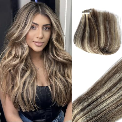 Tape in Real Hair Extensions Human Hair Light Brown to