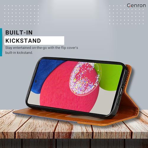 Image of Premium Flip Cover for Samsung A52S | Dual Tone Design Case |360 Protection Denim & Leather Mobile Phone Back Cover for Samsung Galaxy A52S (Blue)