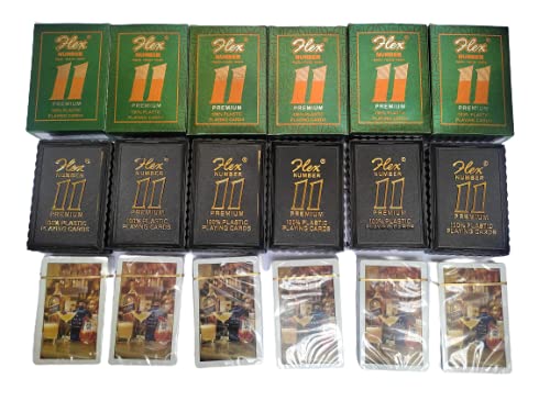 Playing Cards Flex 11 Number Premium 100% Plastic Pack of 6 Green | Cards | Playing | Branded | Number | 11