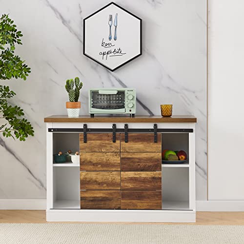 Ansley&Hosho Warehouse Buffet Cabinet, Kitchen Cupboard Server With Sliding Farmhouse Doors, 41" Storage Sideboard Console Table For Dining Room Living Room Hallway Entryway #TOP3