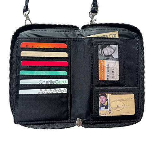 Big Skinny RFID Blocking Cambridge Crossbody Phone Wallet (Leather, Tuxedo Black)3