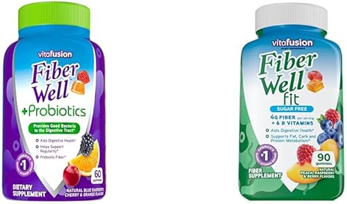 Vitafusion Fiber Well + Probióticos 60 unidades y Fiber Well Fit 90 paquetes de vitaminas gomosas