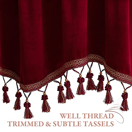 Stangh Red Velvet Valances For Christmas Home Decoration, Rod Pocket Kitchen Tier Curtains Room Darkening Window Drapes For Bedroom/Bay Window, W52 X L18, 2 Panels #TOP3