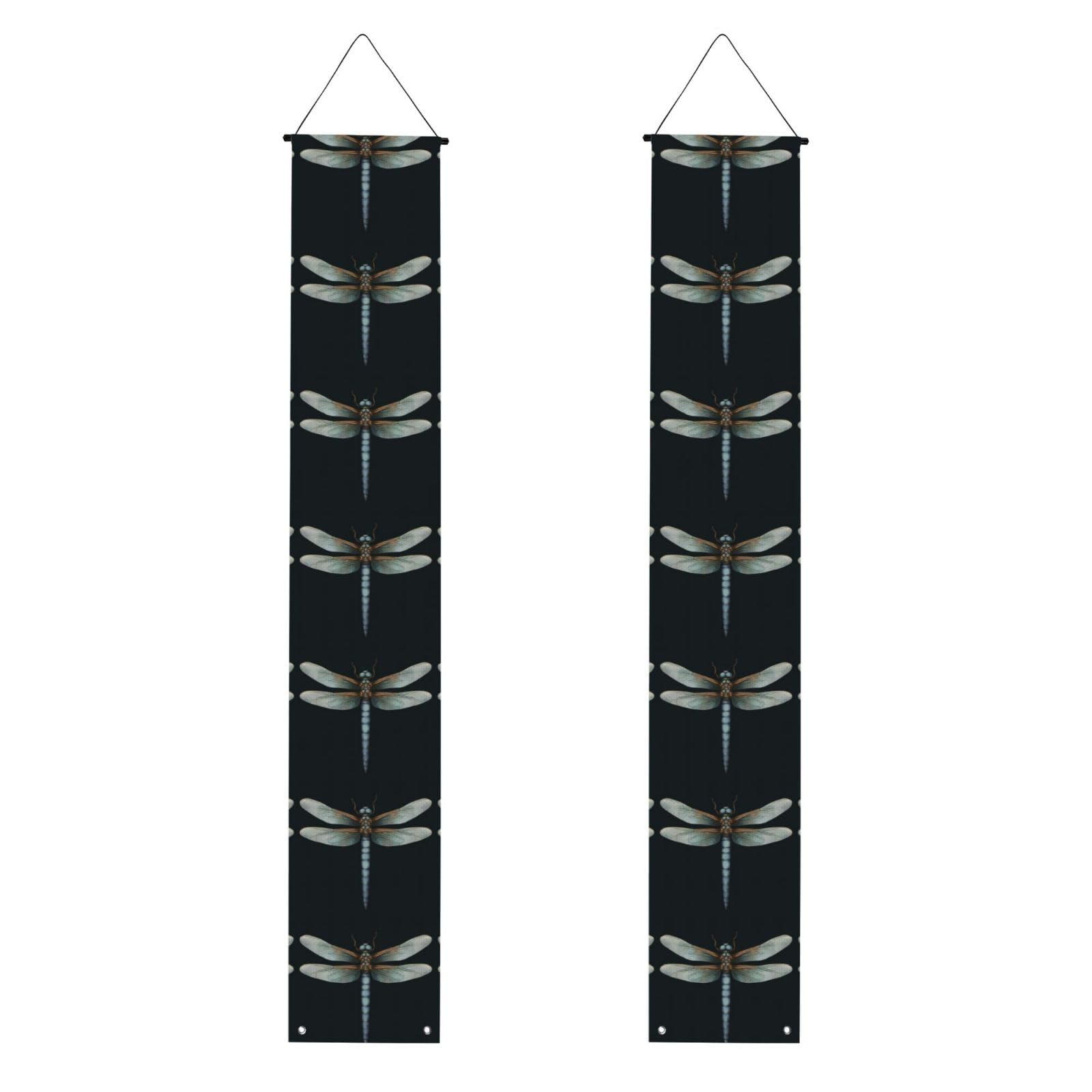 Dragonfly Porch Banner 2PCS, Summer Hanging Flag Party Porch Sign Front Door Hanging Decorations for Indoor Outdoor Holiday Yard Decor Wall Backdrop 71 x 12 Inch