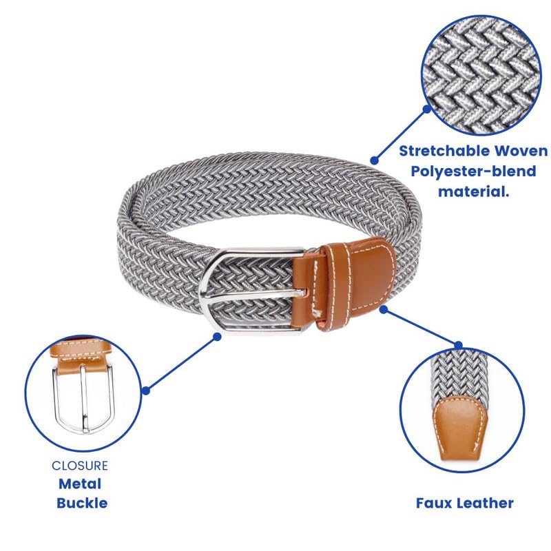 Image of The Tie Hub Unisex Stretchable Woven Fabric Belt | Adjustable, Hole-Free Design | Fits Up to 40 Inches Waist