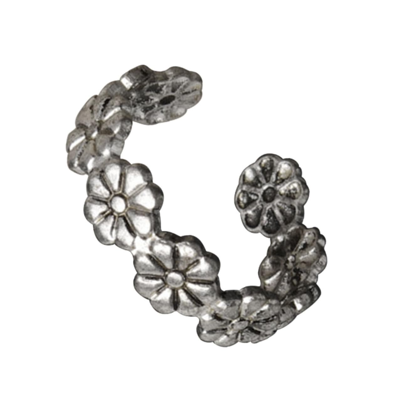 GALPADA Vintage Adjustable Daisy Flower Toe Retro Carved Foot Jewelry for Women Antique Silver for Outfits and Beach Wear Elegant Floral Joint for Foot Accessories