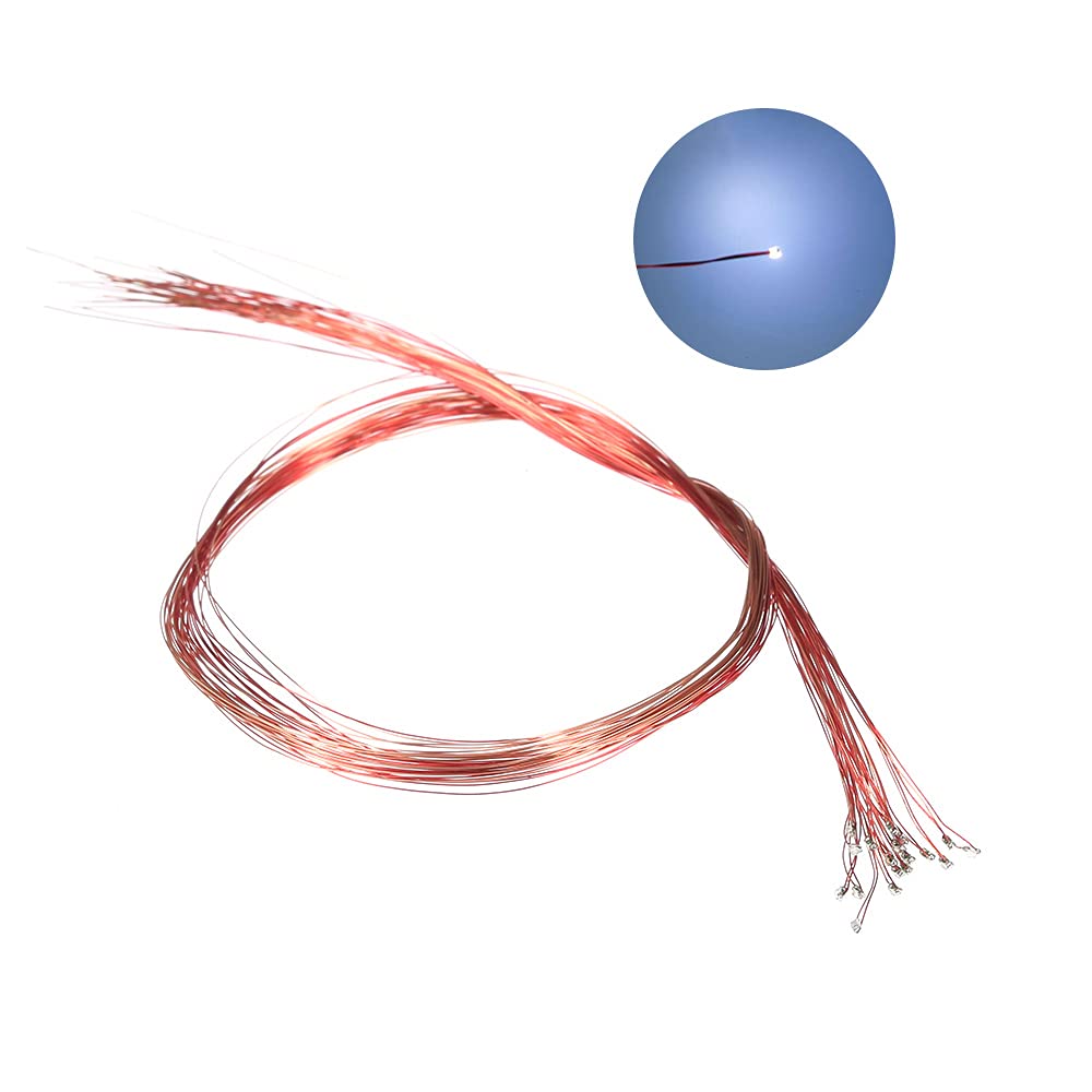 20Pcs 0402 Pre-welded 3V 220mm M-icro Litz Wired Leads S-MD L-ED Lamp DIY Model Material Light (0.12mm enameled wire) YANMAO