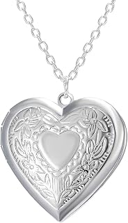 Heart Locket Necklace that Holds Pictures Silver Heart Shaped Locket Necklaces for Women Girls Photo Locket Necklace Lockets for Women Kids Best Friends Gift