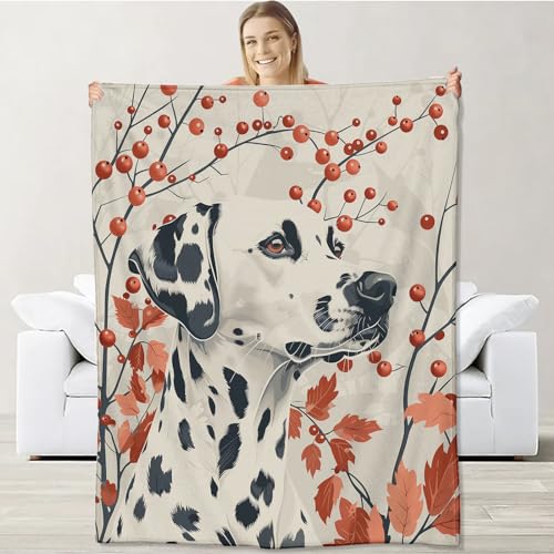 Dalmatian Blanket for Adults Kids Dog Lovers, Flannel Dalmatian Blankets Gifts, Dalmatian Plant Throw Blanket for Sofa Couch Bed Living Room Soft Warm Cozy Dalmatian Decor 60" x 50"