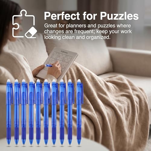 Bolígrafos borrables de gel azul VILMA, pack de 12 miniatura 5