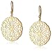18k Yellow Gold-Plated Sterling Silver Round Filigree Lever Back Earrings