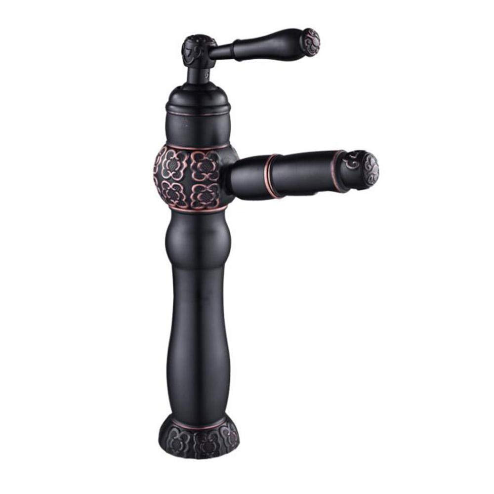 Mitigeur de lavabo en laiton noir antique pour vasque à poser haut de gamme