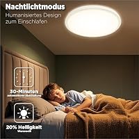 L5L3D Deckenlampe LED Deckenleuchte mit Fernbedienung, Φ42x2.8 CM 2700K/4000K/6500K IP44 22W 2900LM LED Panel mit Backlight-Effekt für Badezimmer Schlafzimmer Wohnzimmer Küche Bad Keller, Weiß – Ansicht 6