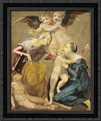 The Holy Family 20x24 Black Ornate Wood Framed Canvas Art by Rosso Fiorentino