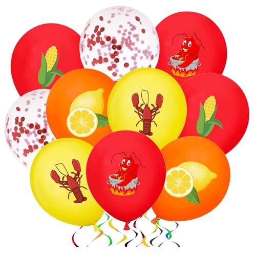 Ballons écrevisses en latex et paillettes rouges pour fête enfant (40 pièces)