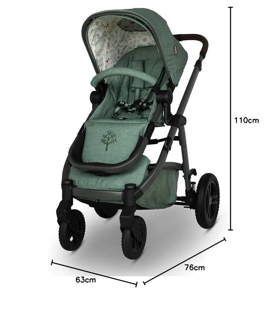 Cosatto Wow 3 Travel System Bundle mit i-Size Babyschale (Meadow) | 3 in 1 Kinderwagen ab Geburt bis 25kg mit Babywanne, drehbarer ISOFIX Basis, Fußsack und Wickelrucksack