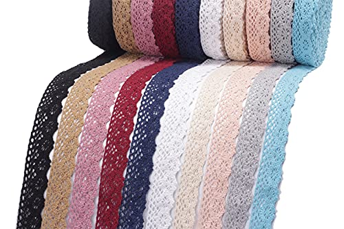 50 Yards 1.13 Inch('') Wide Lace Trim Vintage Lace Ribbon Crochet Lace Scalloped Edge For Bridal Wedding Decoration Christmas Package Diy Sewing Craft, 9 Yards Each, 10 Colors. (10 Colors, 1.13Inch) #TOP4