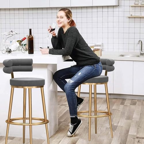 Tabourets de bar hauteur 75 cm dossier velours gris cosy