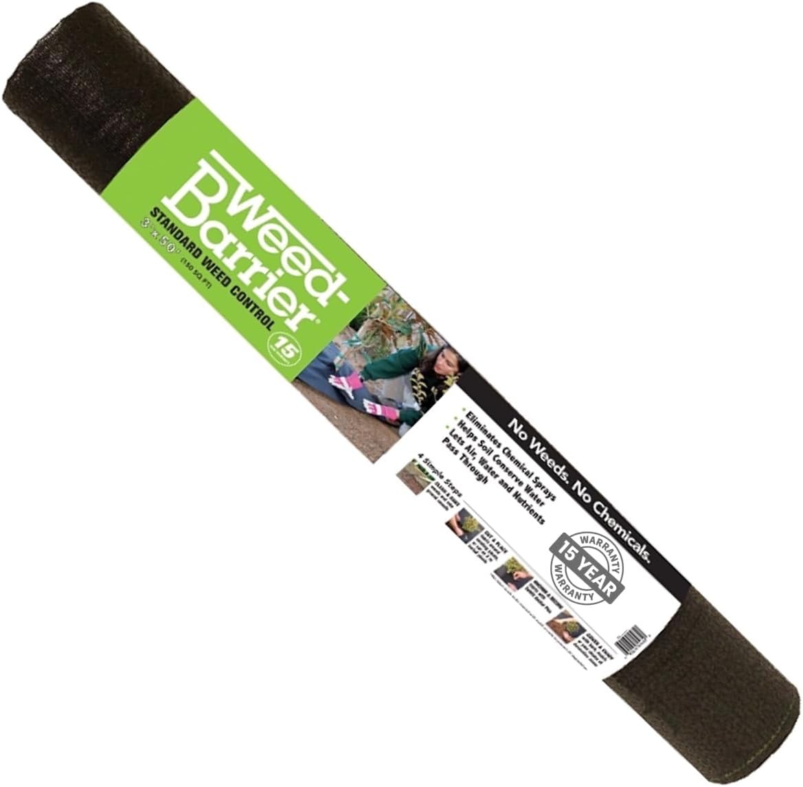 Rocky Mountain Goods Weed Barrier Fabric - Thick 15 Year Heavy Duty Black Weed Blocker Landscape Fabric for Garden, Flower Beds, Trees - Ground Cover - Under Rocks or Mulch (3' x 50')